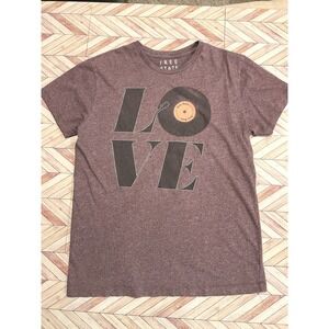 FREE STATE Love Vinyl Record T-Shirt Burgundy Heather Size Large Top Shirt‎
